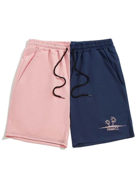 

romwe guys two tone tropical print shorts o3c3#, White;black
