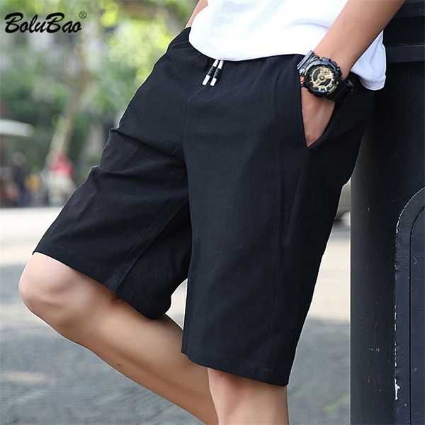 

bolubao men solid color fashion shorts summer breathable elastic waist 7 colors brand casual male 220715, White;black