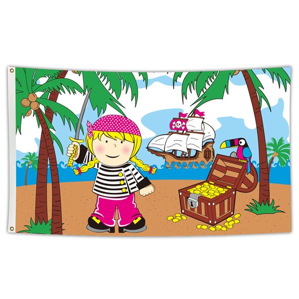 

treasure island girl flag 3x5 ft pirate flags with brass grommets for indoor outdoor yard decoration