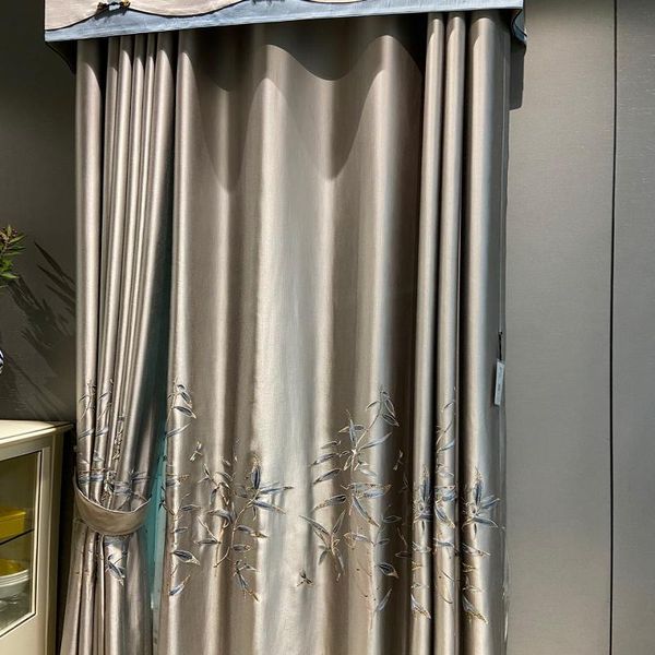 Vorhang Vorhänge Vorhänge Für Wohnzimmer Esszimmer Schlafzimmer Chinesischen Stil Stickerei Hohe Präzision Bambus Frische Elegante Studie Nachahmung SilkCu