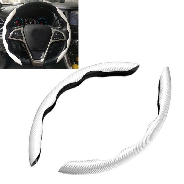 Coprivolanti 2 pezzi Coprivolante universale in fibra di carbonio bianco Accessori antiscivolo Coprivolante di alta qualità