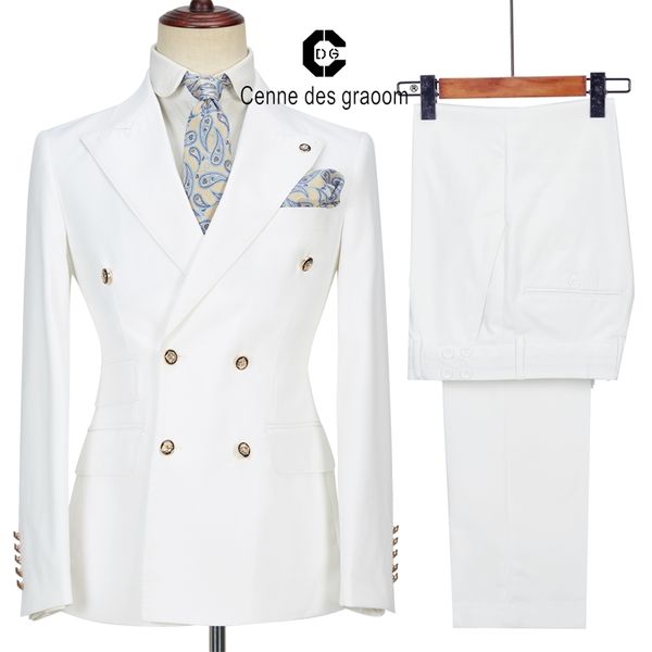 

cenne des graoom men suits double breasted tailor-made tuxedo 2 pieces blazer vest pant wedding party groom costume homme a24-46 220409, White;black