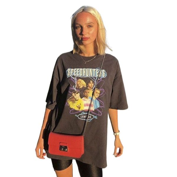 

fried street t-shirt women's tide short sleeve loose edition statue graffiti aggressive trend cotton carbon student jacket new europe a, White