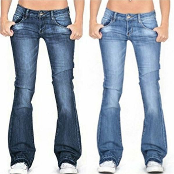 Jeans skinny a zampa Pantaloni di jeans alla moda Pantaloni a zampa d'elefante Pantalone elasticizzato Donna Vita bassa 220701
