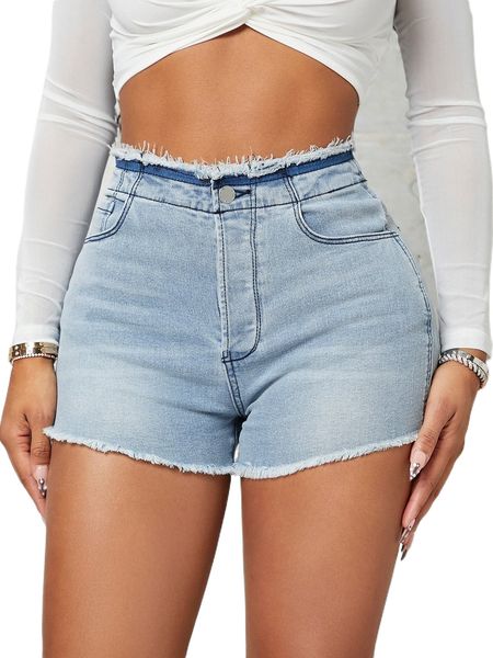 

sxy raw hem zip up denim shorts v4ip#, White;black