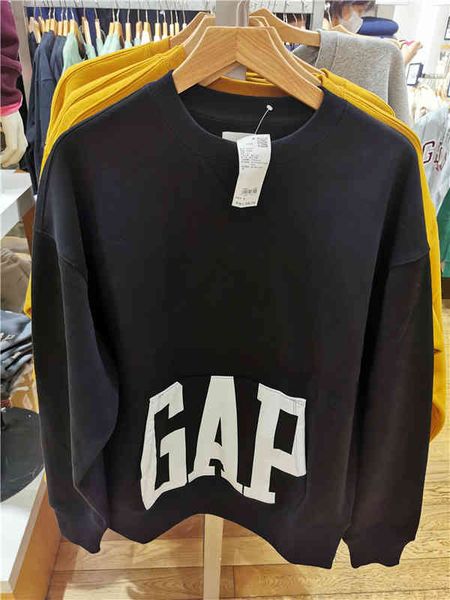 

brand hoodie zhu gap men's loose fleece sweater 735878 2021 fall new 9619, Black