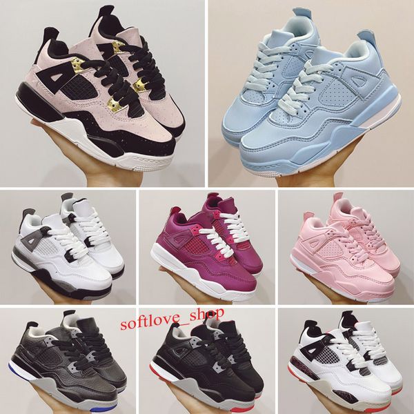 

kids basketball shoes chicago 4 infant boy girl sneaker toddlers fashion baby trainers children footwear 26-36, Black