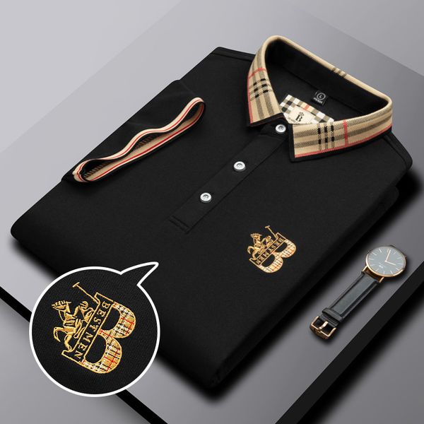

arrival european luxury polo mens summer cotton lapel embroidery tailor made t shirt 16 colors 220616, White;black