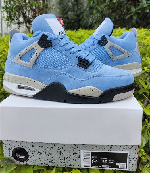 

shoes authentic 4 se university blue tech grey 4s white black genuine suede men sports sneakers original