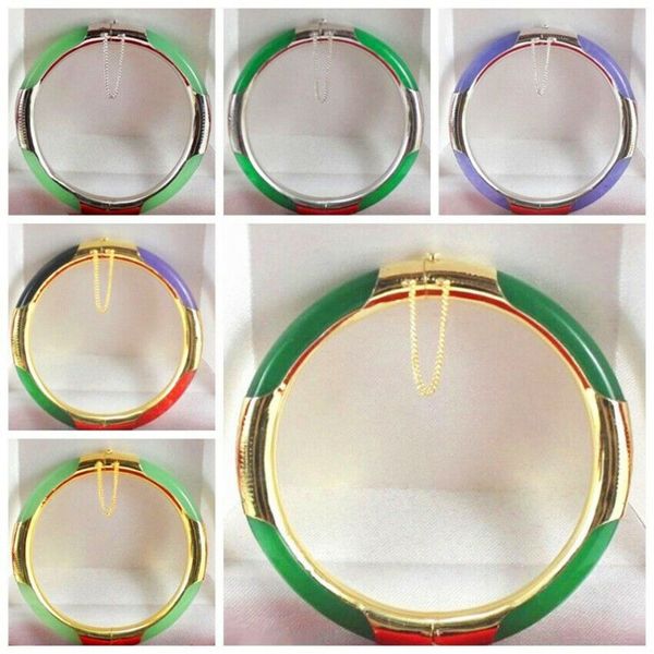 

green/purple/multicolor jade gem 18k gp buckle bracelet bracelet aaa, Silver