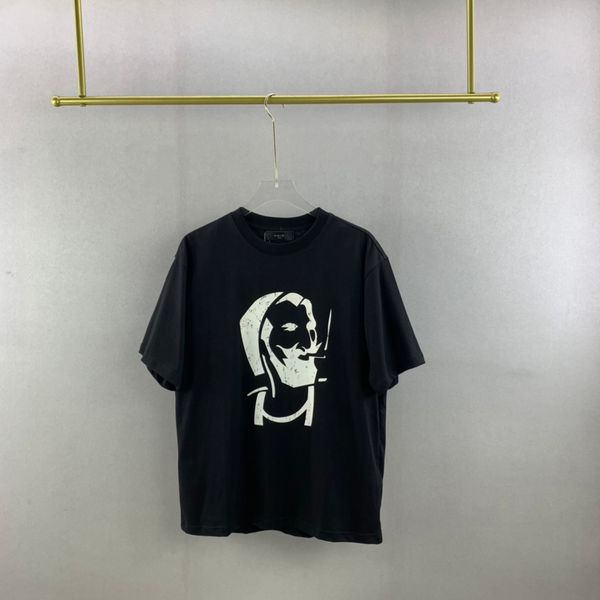 

2022ss new summer tees t-shirts portrait print short sleeve o-neck t-shirt men women streetwear loose, Black;brown
