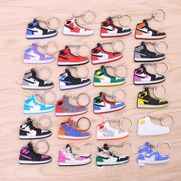 

keychains designer fashion stereo mini silicone sneaker keychain 3d basketball shoes key ring holders gift designer keychains handbag car ke, Silver
