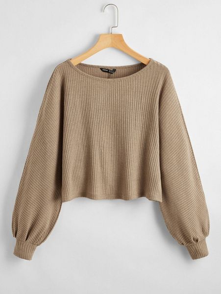 

ribbed long sleeve semi-cropped tee u0ax#, White