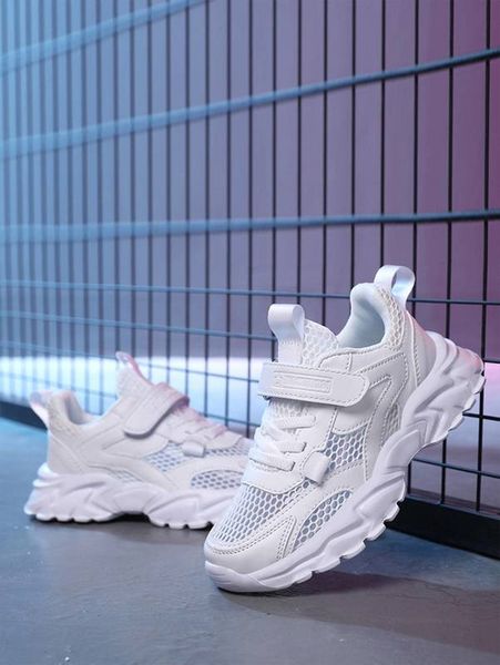 

boys letter detail hook-and-loop fastener running shoes she, Black