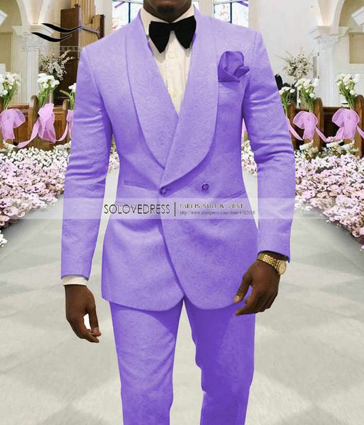 Abiti da uomo Blazer 2 pezzi Abito da uomo Lavanda Blazer floreale casual Prom Pur 220823