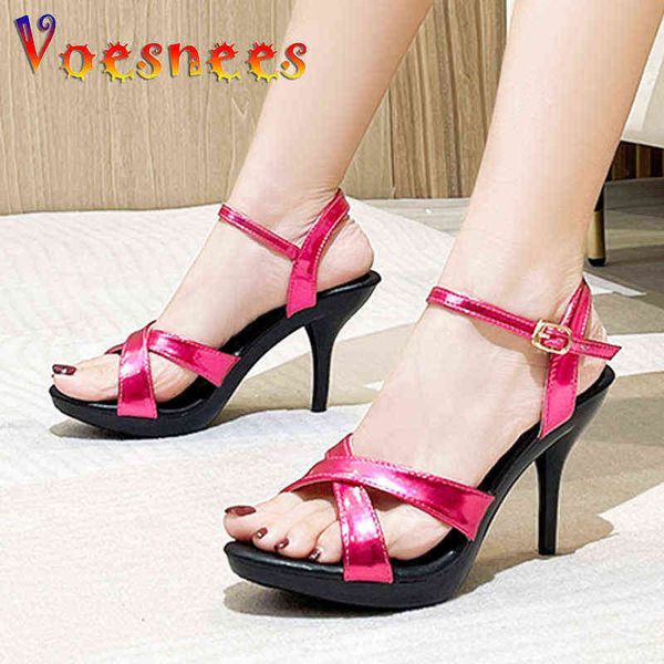 

sandals summer new women shoes diamonds female party point toe runway high heels platform thin classics 220317, Black