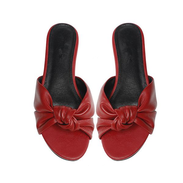 

designer slippers women fashion genuine leather red blue fuchsia, Black