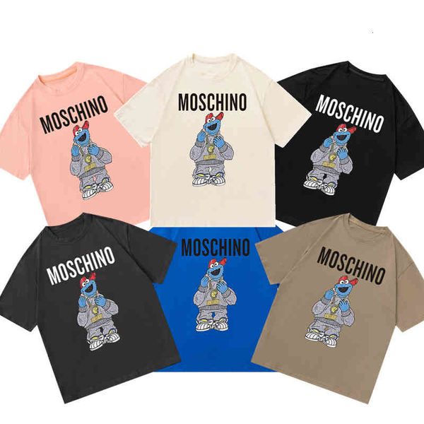 

men's t-shirts summer 2022 alphabet pattern korean loose biscuit bear print men's and women's short sleeved t-shirt b9it, White;black