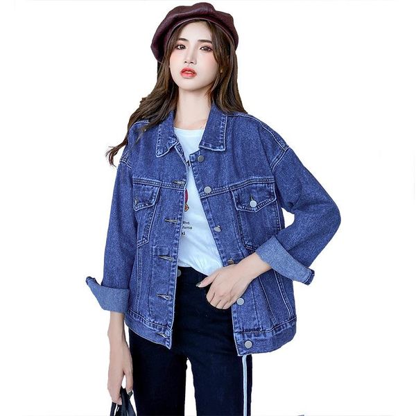 Giacche da donna Giubbotto bomber da donna in denim corto con lavaggio a maniche lunghe vintage casual in jeans per l'autunno 2022.