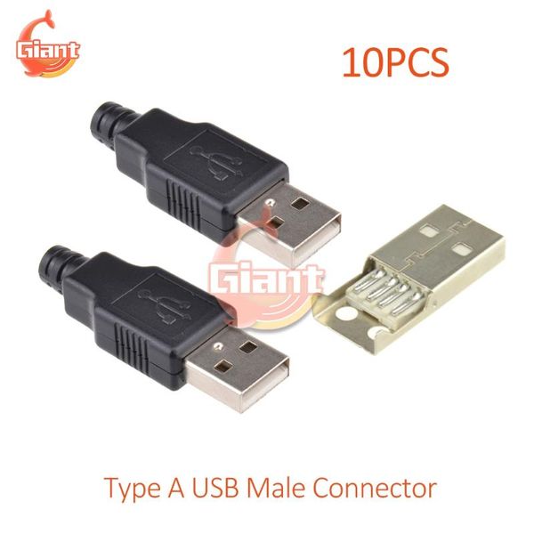 Outros acessórios de iluminação 10pcs Tipo A USB Male Connector 4 Pin Plugue com tampa de plástico preto adaptador diy