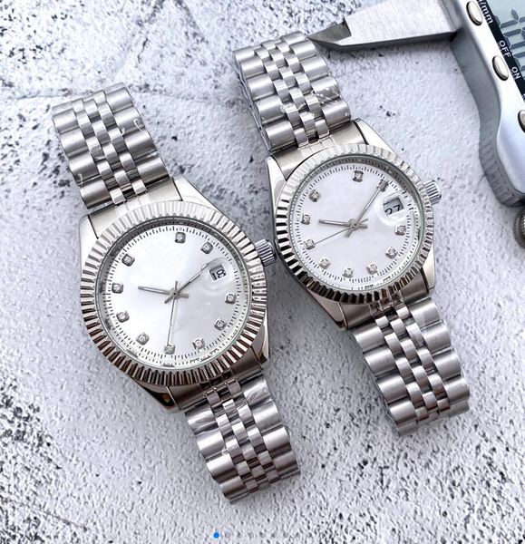 Donna Uomo Giorno Data Coppia DATEJUST orologio movimento giapponese 40mm 36mmnuovo tipo di conchiglia cassa in acciaio di precisione a stampo aperto vetro zaffiro impermeabile pellicola blu luminosa