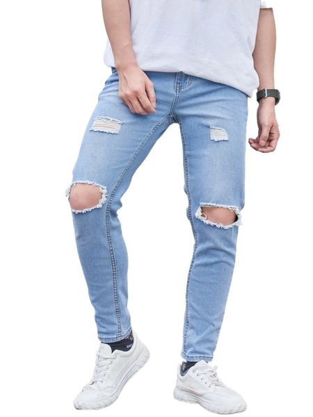 

men ripped washed jeans x2hk#, Blue