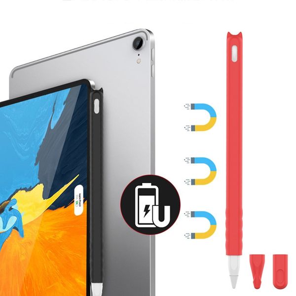 Custodia protettiva in silicone morbido colorato Custodia protettiva anti-caduta per Apple Pencil 2nd Penne touch per tablet iPad Pro con 2 maniche a pennino