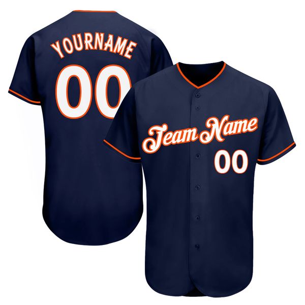 

custom navy white-orange 79789 authentic baseball jersey, Blue;black