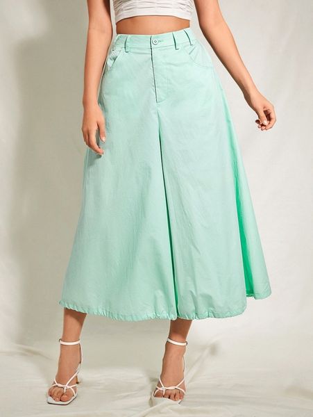 

x kovid kapoor drawstring hem high waist pants 79w4#, Black;white