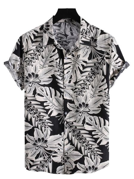 

men random tropical print shirt v3ai#, White;black