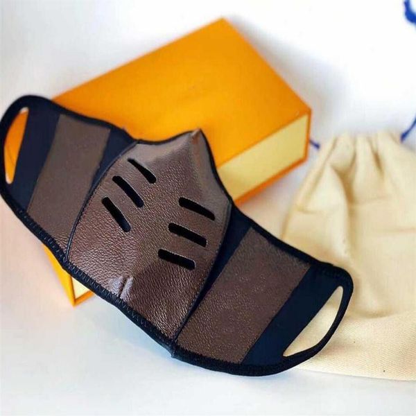 

40 kinds of style fashion luxury designer face living anti-dust masks cotton cloth pu leather printing daily mask with box269o, Silver