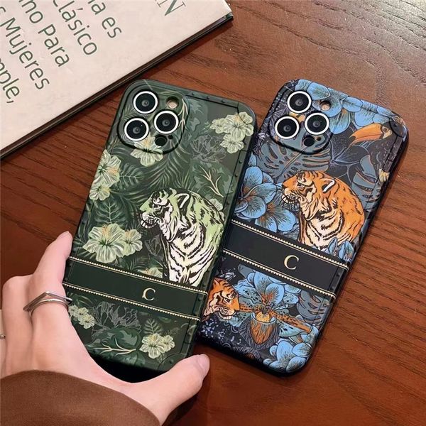 Custodie per cellulari di design di lusso Tiger Forest per iPhone 13 Pro Max 12pro 11promax Custodia classica per telefoni antiurto di marca Top Letter iPhone 14 pro N57O