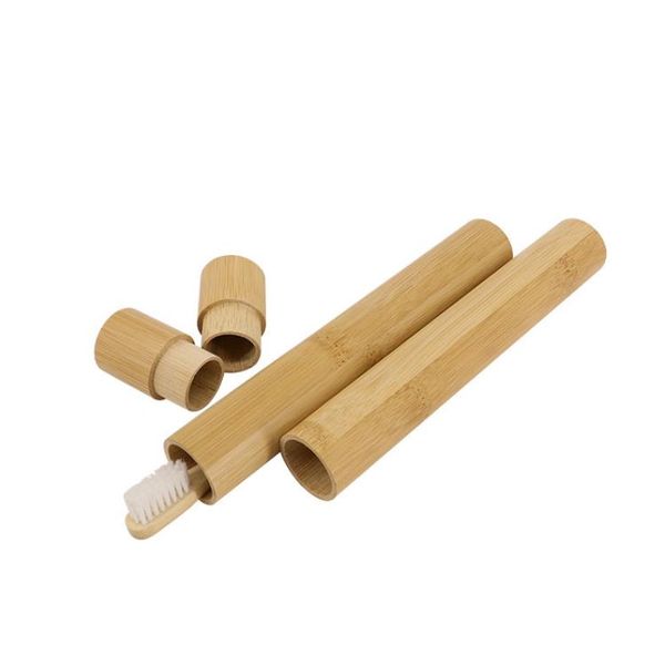 Portaspazzolino portatile in bambù Custodia per spazzolini da denti creativa ecologica ecologica Forniture per il bagno dell'hotel da viaggio all'aperto SN6646