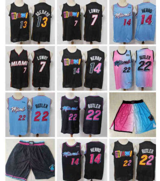

men basketball jerseys dwyane 3 wade tyler 14 herro jimmy 22 kyle 7 lowry shorts, Black;red