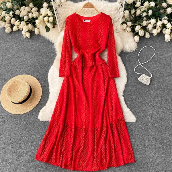

casul dresses 2022 ntionl style guze lce embroidery literry knee length skirt shows thin temperment, with lrge wist nd long 2po6, Black;gray