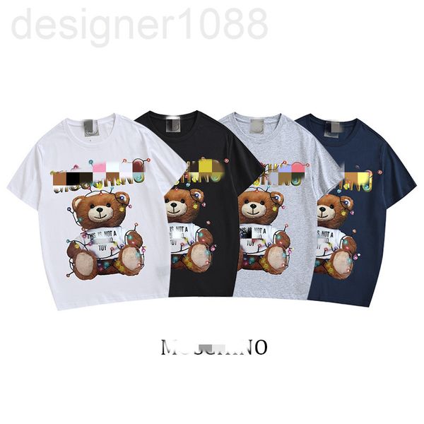 

men's t-shirts designer 2021 summer new christmas color light bulb bear letter print loose short sleeve t-shirt kbmc, White;black