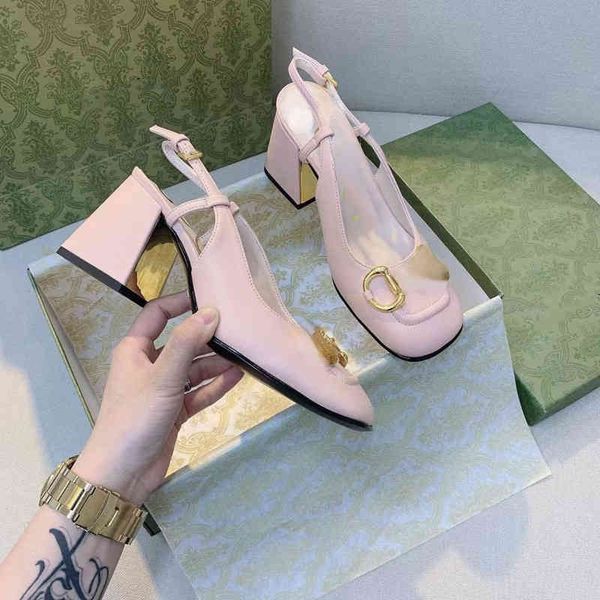 

2022 new single shoes with horse rank thick heel square head mary jane one-way belt buckle sandals, Black