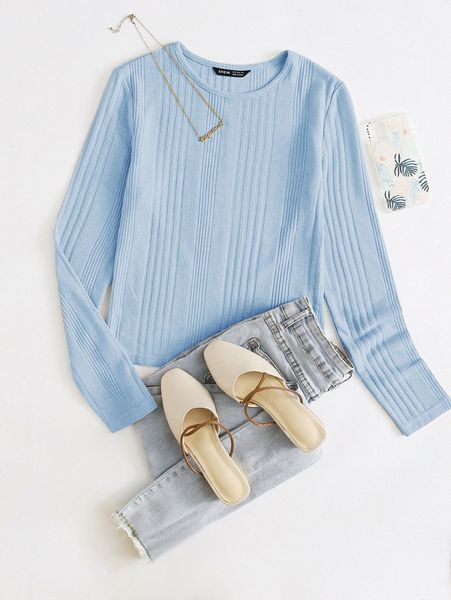 

solid rib-knit c7bm#, White