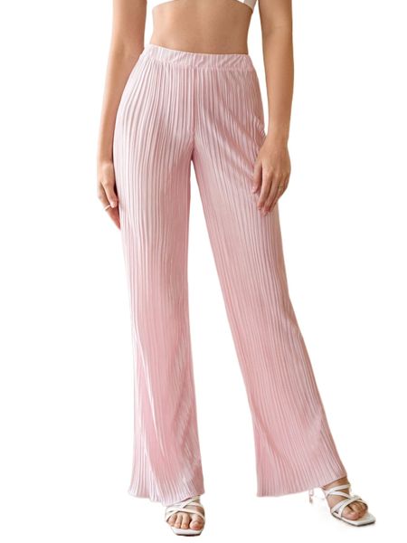 

plisse wide leg pants q6qc#, Black;white