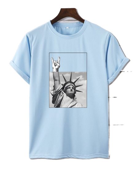

men statue of liberty print tee k6g7#, White;black