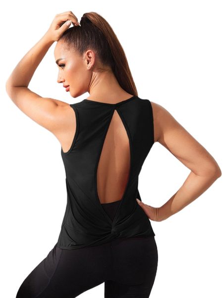 

twist back cut out sports tank c7js#, Gray