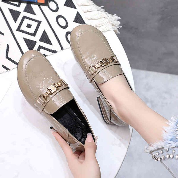 

dress shoes patent leather middle heel soft sole single shoe women's spring autumn shoes lefu large 4143 v2zu, Black