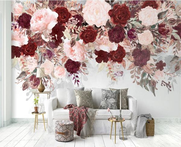 3d Wallpaper Wandbild abstrakte Blume Amerikanische Pastoralgemälde Hintergrund Wand Wohnzimmer Schlafzimmer Haus Design Foto Wallpaper