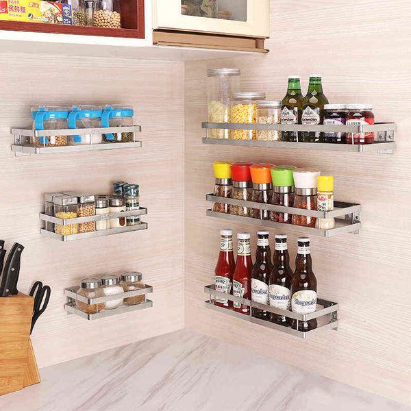 

[]304 stainls steel kitchen storage hole wall hanging seasoning rack bathroom storage and finishing