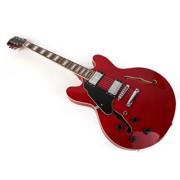 

good quality electric guitar jazz hollow body left lefty left handed left-hand hand f hole red