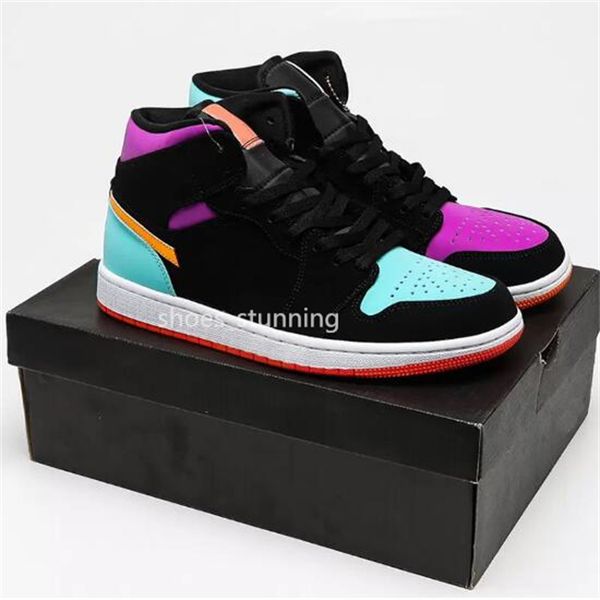 

basketball shoes womens jumpman 1 mid multicolor trainers teal purple orange red and pink cultural sneakers outdoor trainers size 36-47