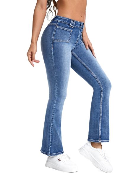 

bleach wash flare leg jeans 84pp#, Blue