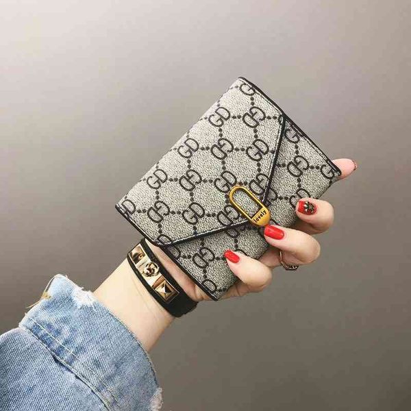 

new simple women's wallet women's short 30% small wallet women's pocket card foreskin clip, Brown;gray