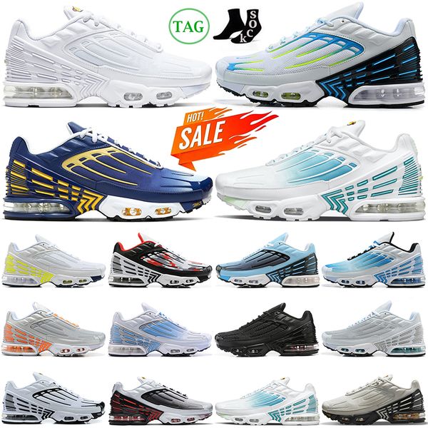 2024 Hotsale Tn Plus 3 Tuned Laufschuhe des Chaussure Männer Frauen Laser Blue Aqua Volt Triple White Grey Light Bone Yellow Herren Trainer Tns Outdoor Sports Sneakers