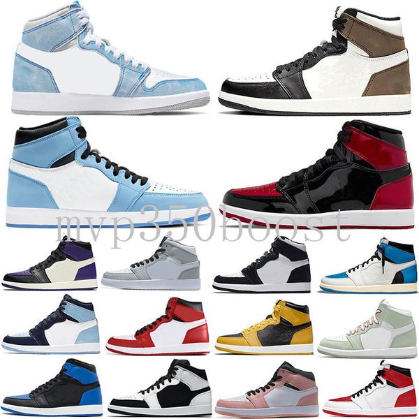 

jumpman 1 basketball shoes mens 1s university blue trainers women sneakers trophy room chicago high og hyper royal barely orange digital, Black